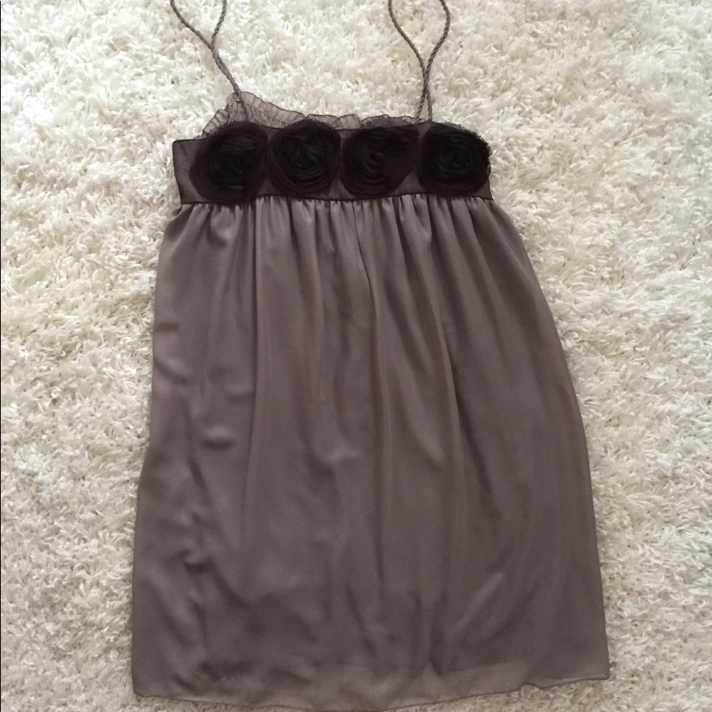 Brown Slip Dress With Flowers